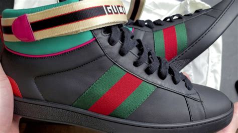 gucci suede shoes with black beige stripe|gucci ace tennis shoes.